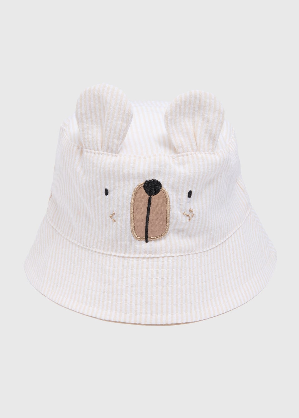 Baby Beige Stripe Bear Bucket Hat (Newborn-24mths)